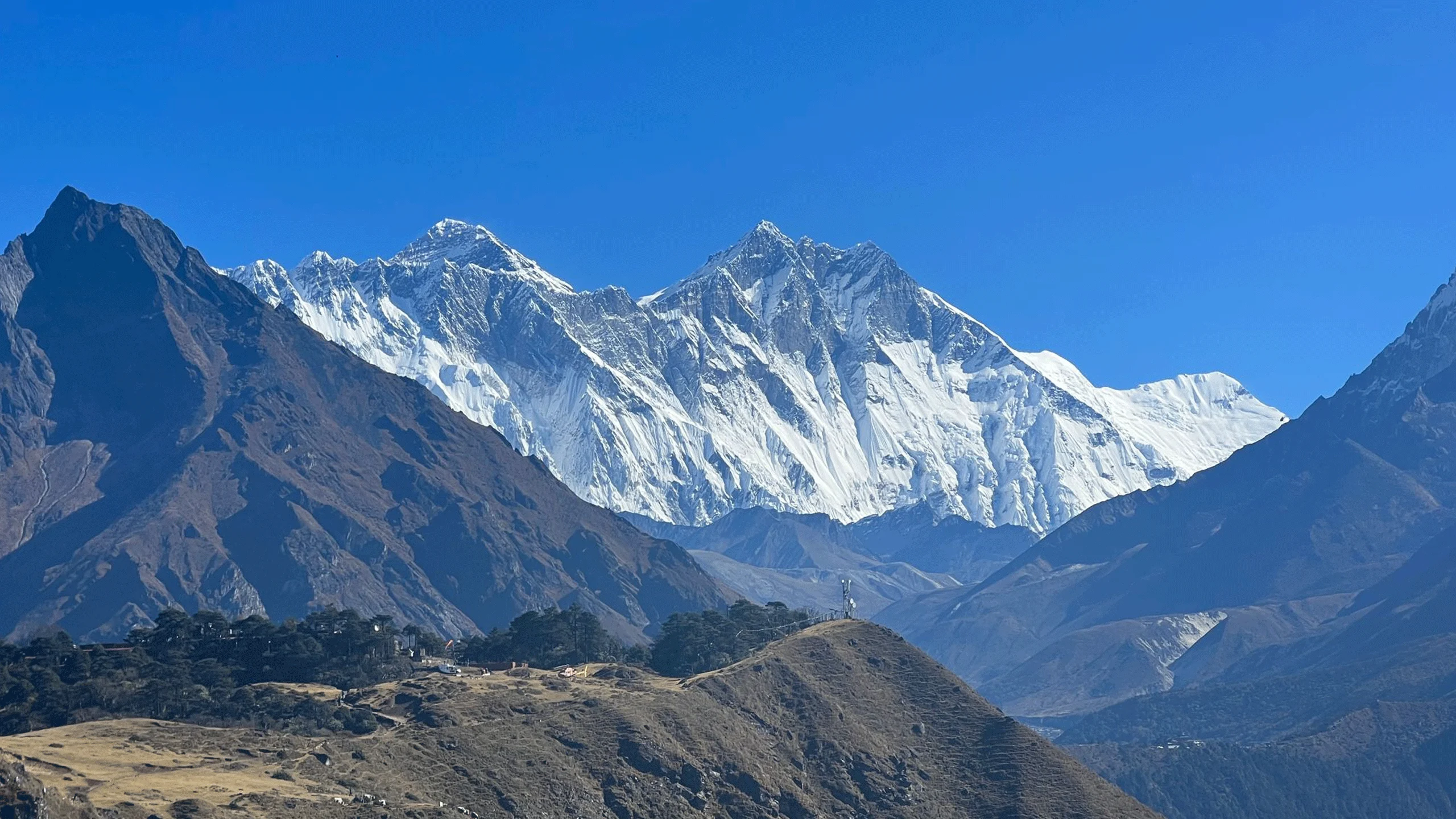Stunning Mount Everest landscape seen from Namche Bazaar in the Khumbu region