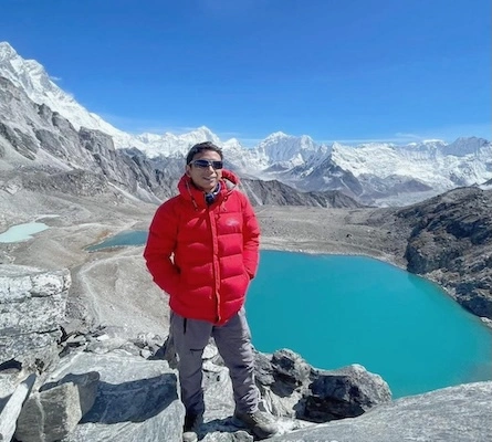 Yakub Ghale, founder and trekking guide of Ruby Alpine Trails, in the Nepal Himalayas.