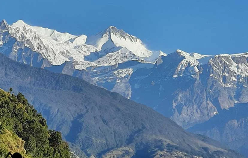 During Kapuche Lake Trek 4 days with scenic Himalayan mountain views.