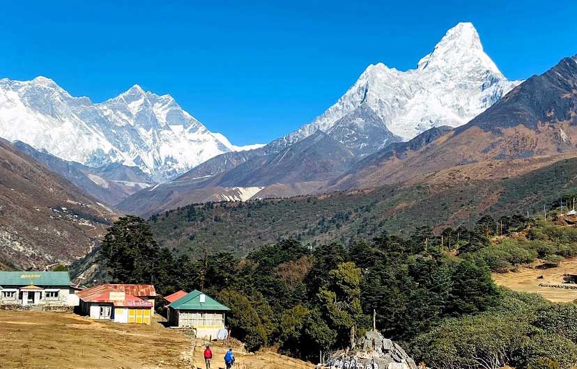 Beautiful view of the mt.aama Dablam,everestand louche from Tengboche during aamadablam base camp trek