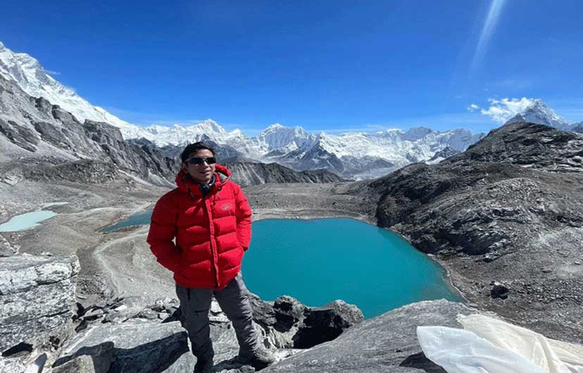 Kongma La Pass with Pokalde Peak and Himalayan mountain views during Pokalde Peak Climbing.