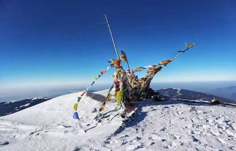 Pikey peak with snow during winter trek in Nepal With Ruby Alpine Trails.
